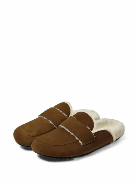 James Perse suede faux-shearling-lined mules
