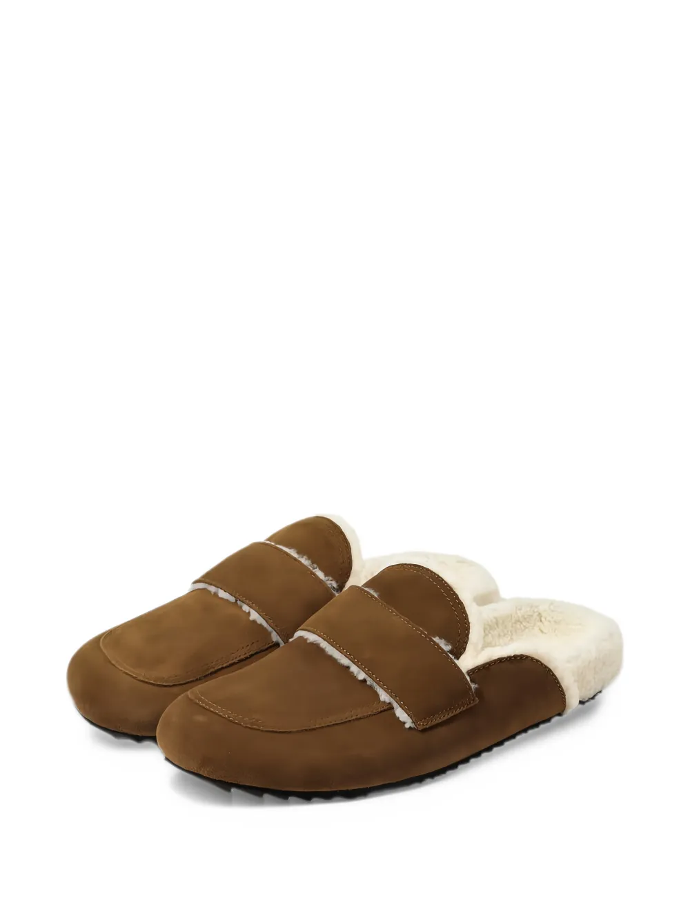 James Perse suede faux-shearling-lined mules - Marrone