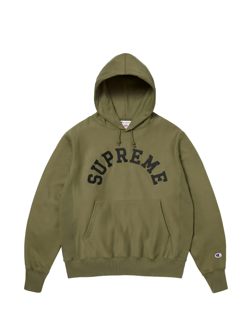 Supreme x Champion logo-patch hoodie Groen