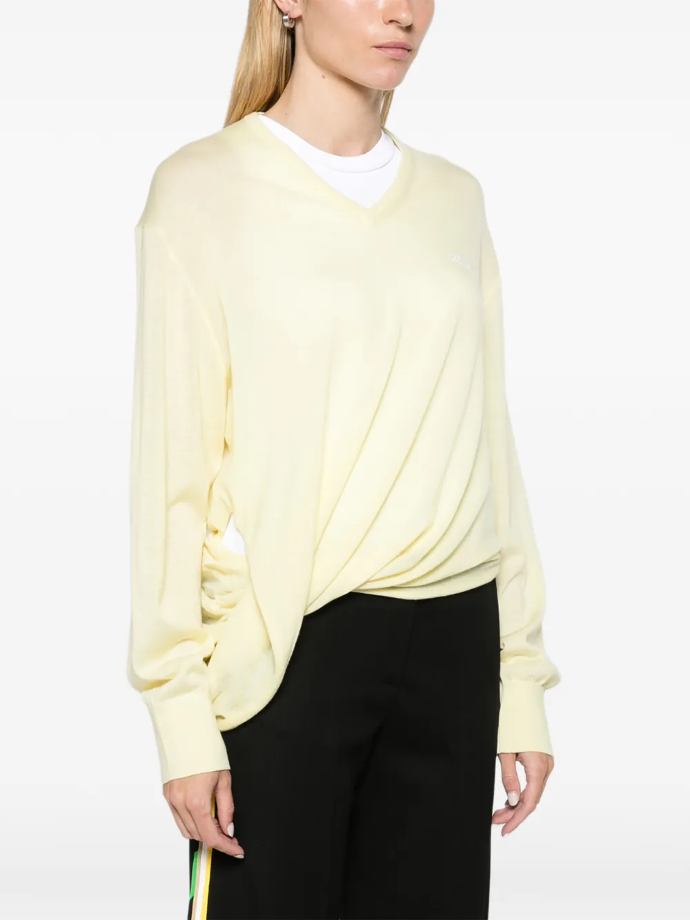 LOEWE V-neck draped sweater Geel