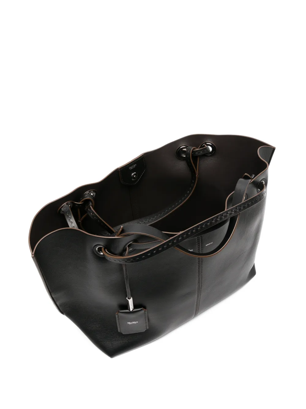 Max Mara double nappa leather shopper bag black Zwart