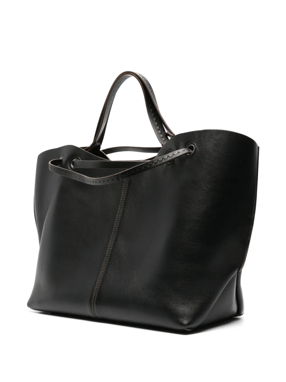 Max Mara double nappa leather shopper bag black Zwart