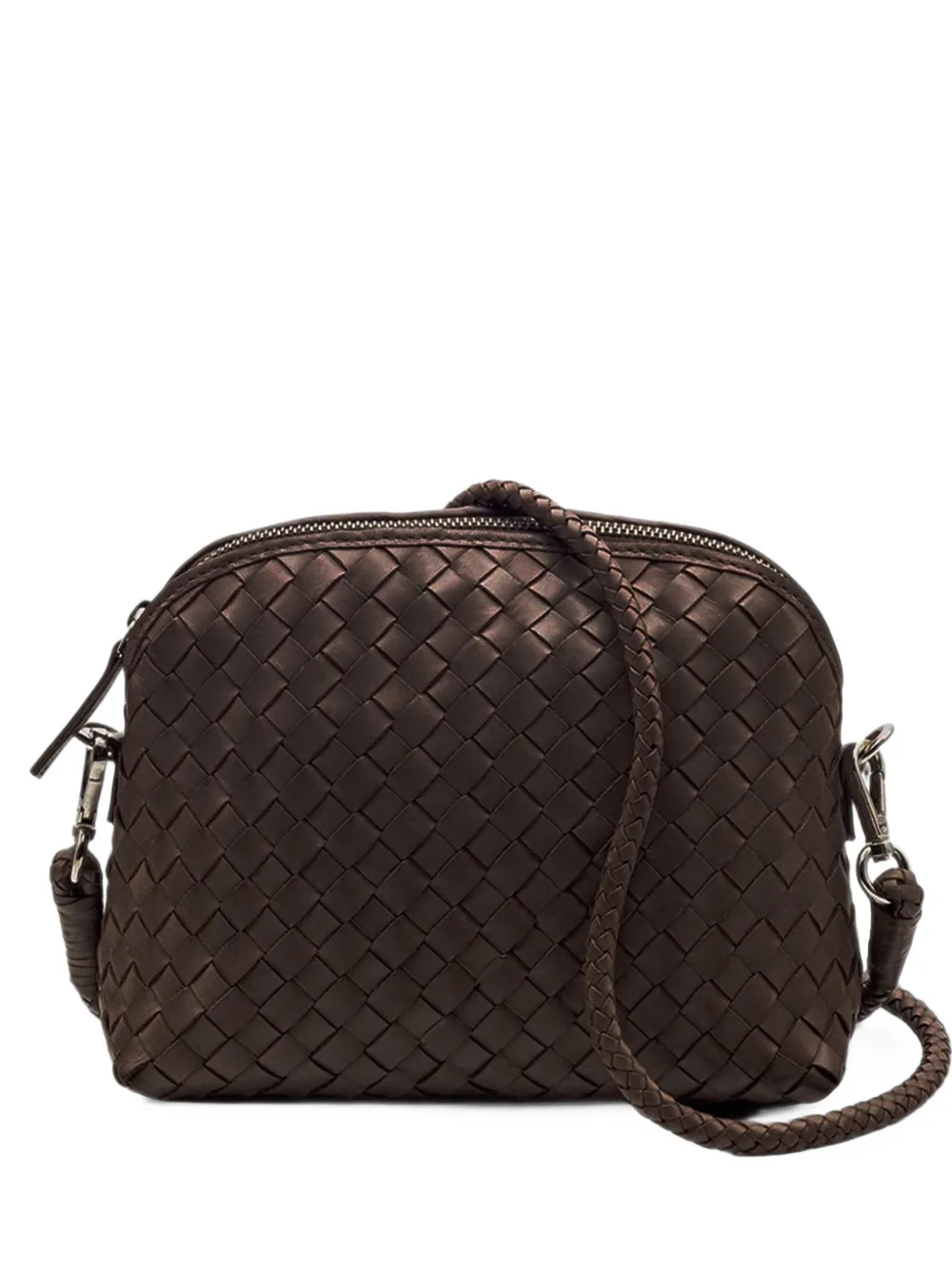 DRAGON DIFFUSION Chunky Fellini woven leather clutch bag - Marrone