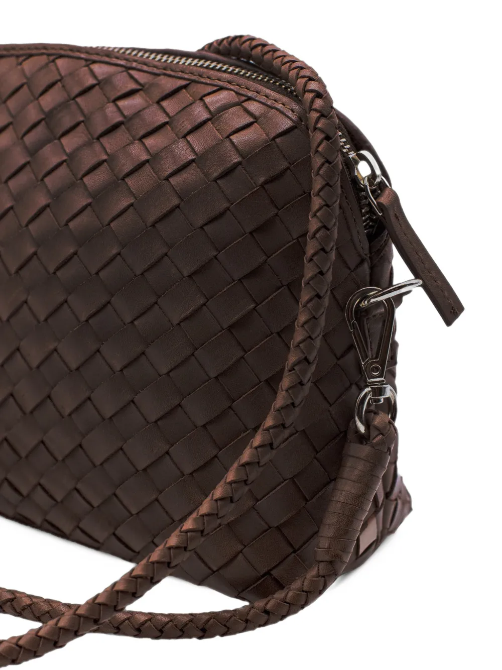 DRAGON DIFFUSION Chunky Fellini woven leather clutch bag Bruin