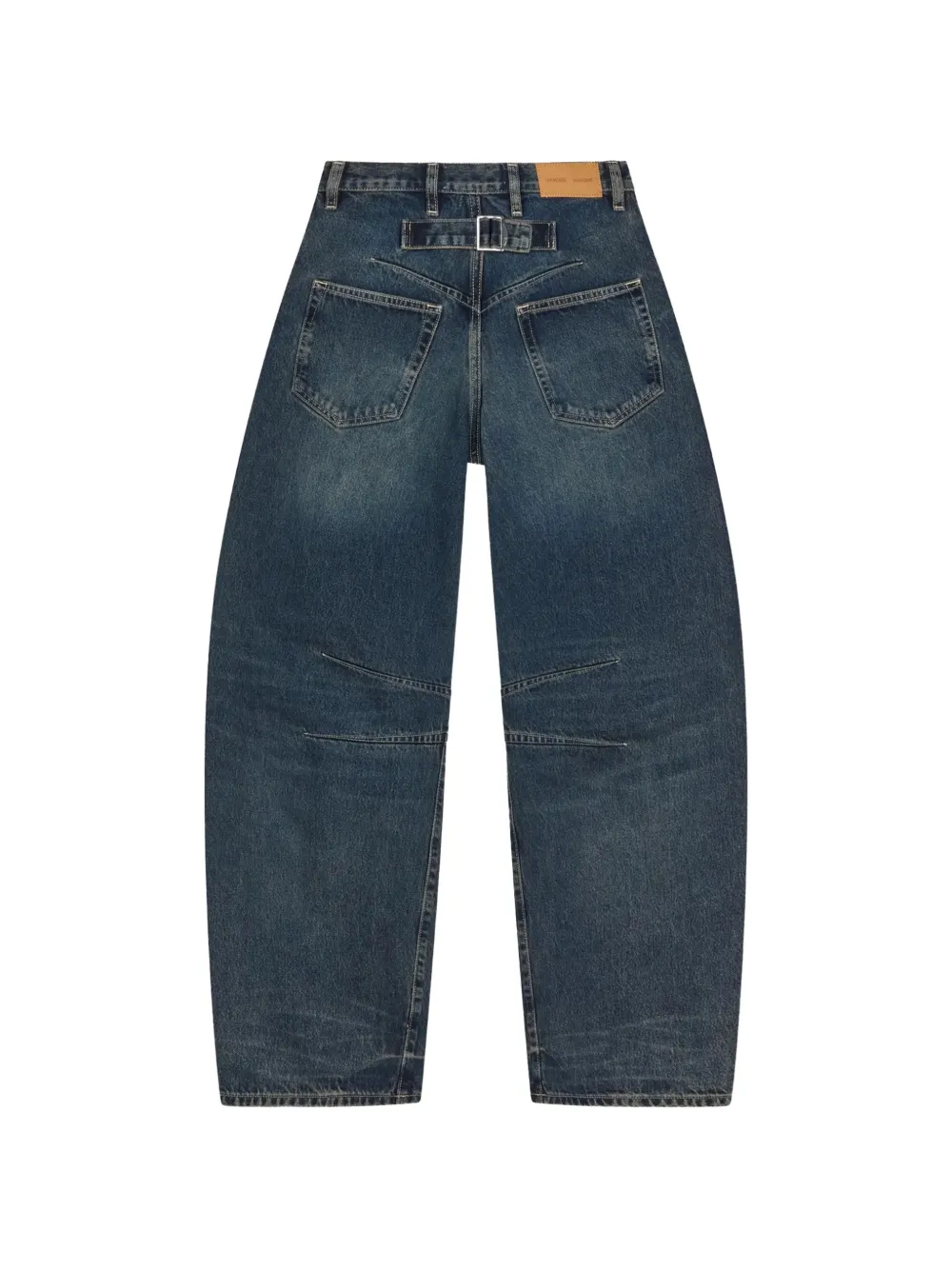 SAMSOE Saharpo curved-seam buckle-detail jeans Blauw