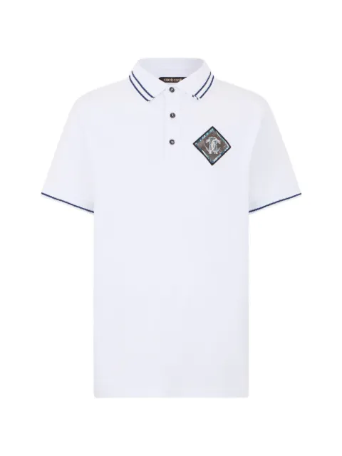 Roberto Cavalli logo-patch striped-trim polo shirt