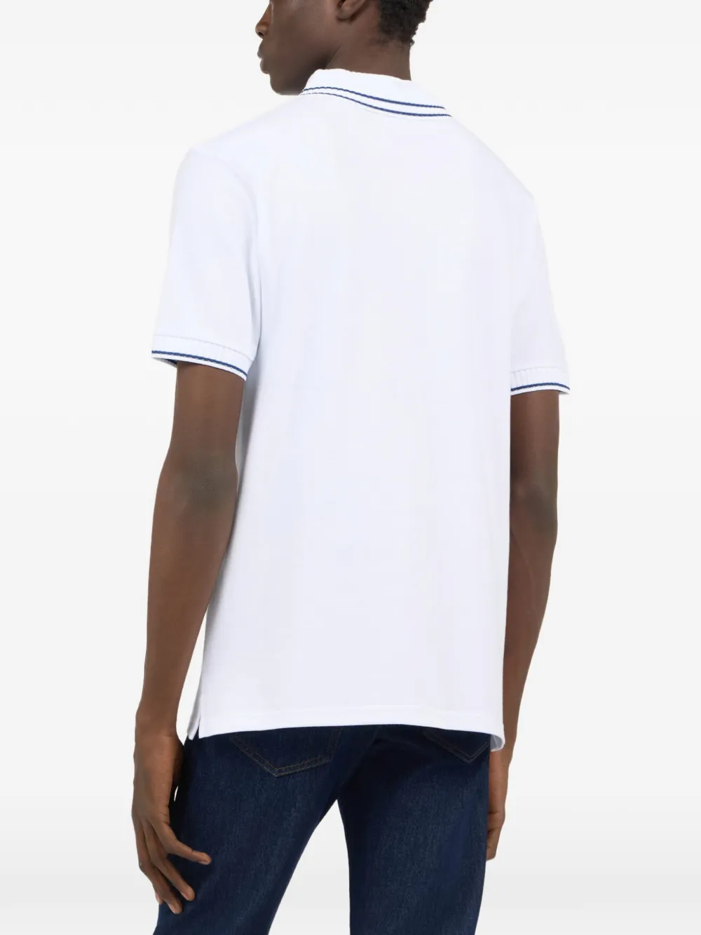 Roberto Cavalli logo-patch striped-trim polo shirt Wit