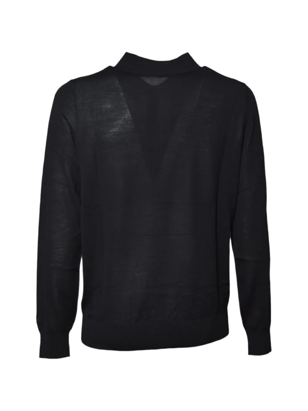 MC2 Saint Barth black Alfie merino wool knit polo shirt Zwart