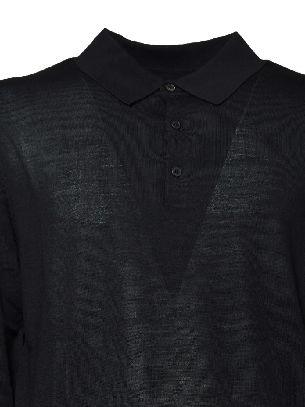 MC2 Saint Barth black Alfie merino wool knit polo shirt Zwart