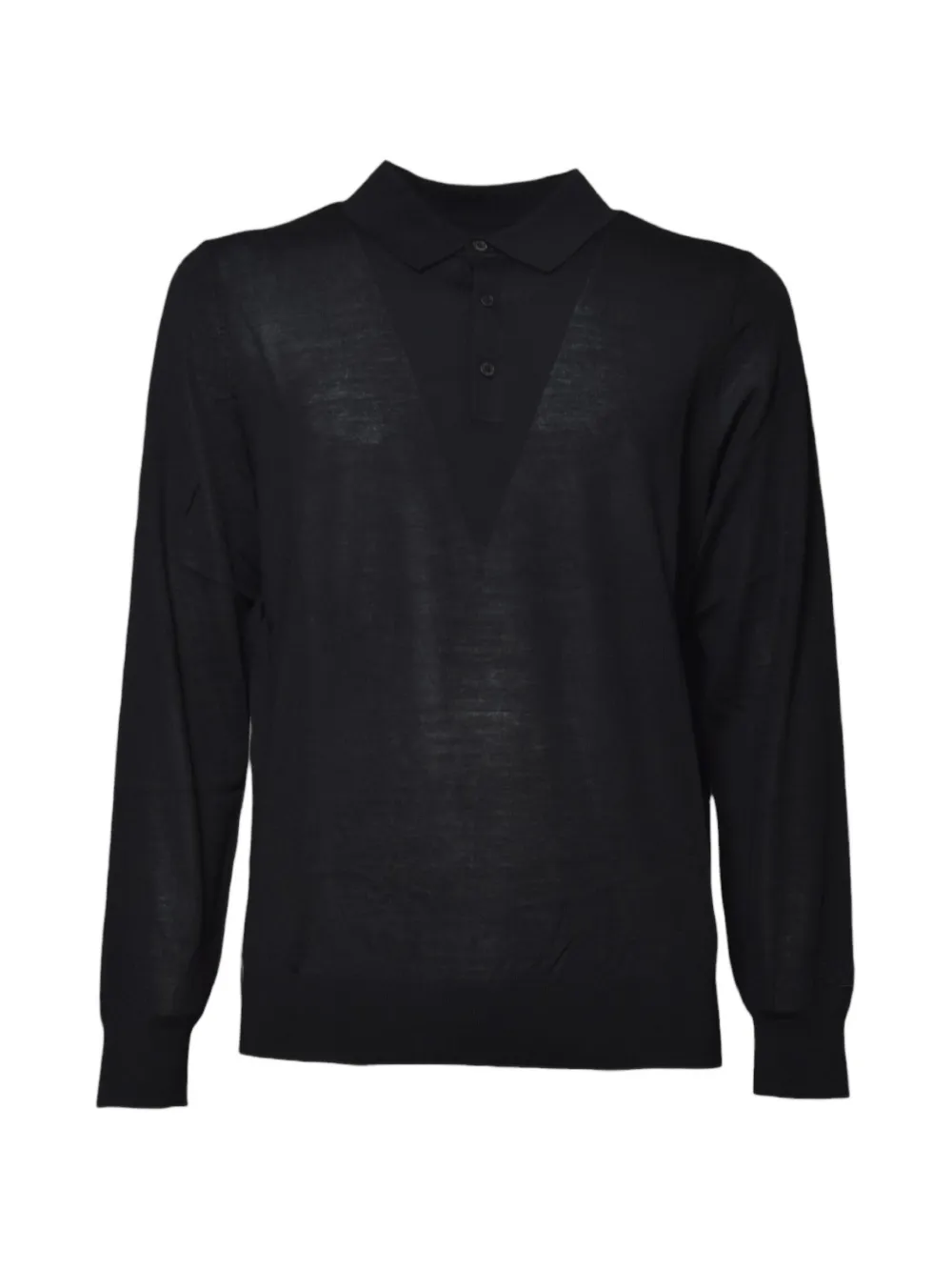 MC2 Saint Barth black Alfie merino wool knit polo shirt Zwart