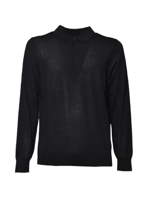 MC2 Saint Barth black Alfie merino wool knit polo shirt