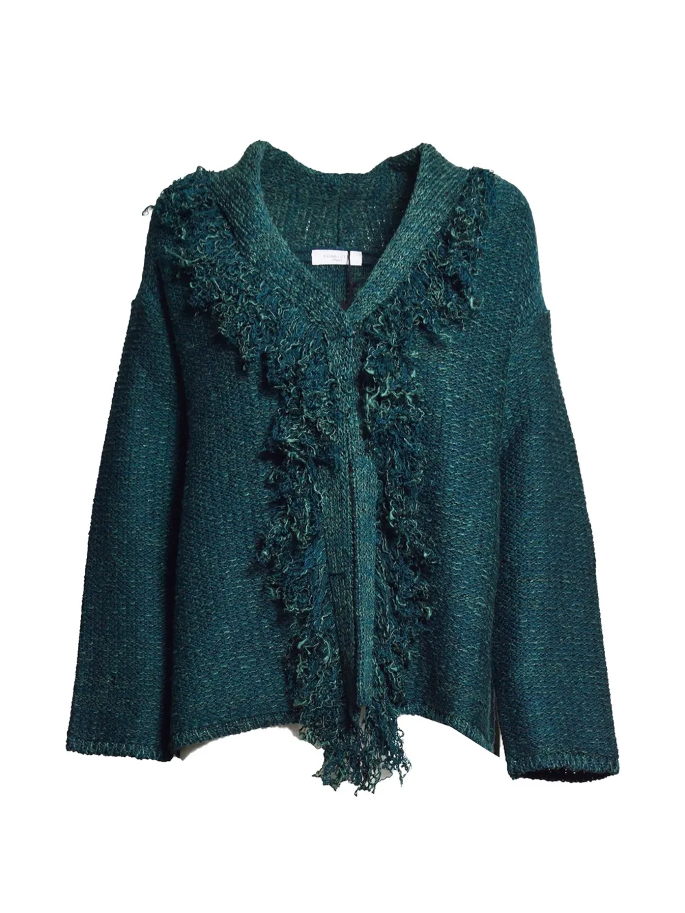 Charlott Tropical Shawl-collar Cardigan In Green