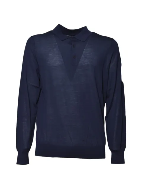 MC2 Saint Barth navy blue Alfie merino wool knit polo shirt