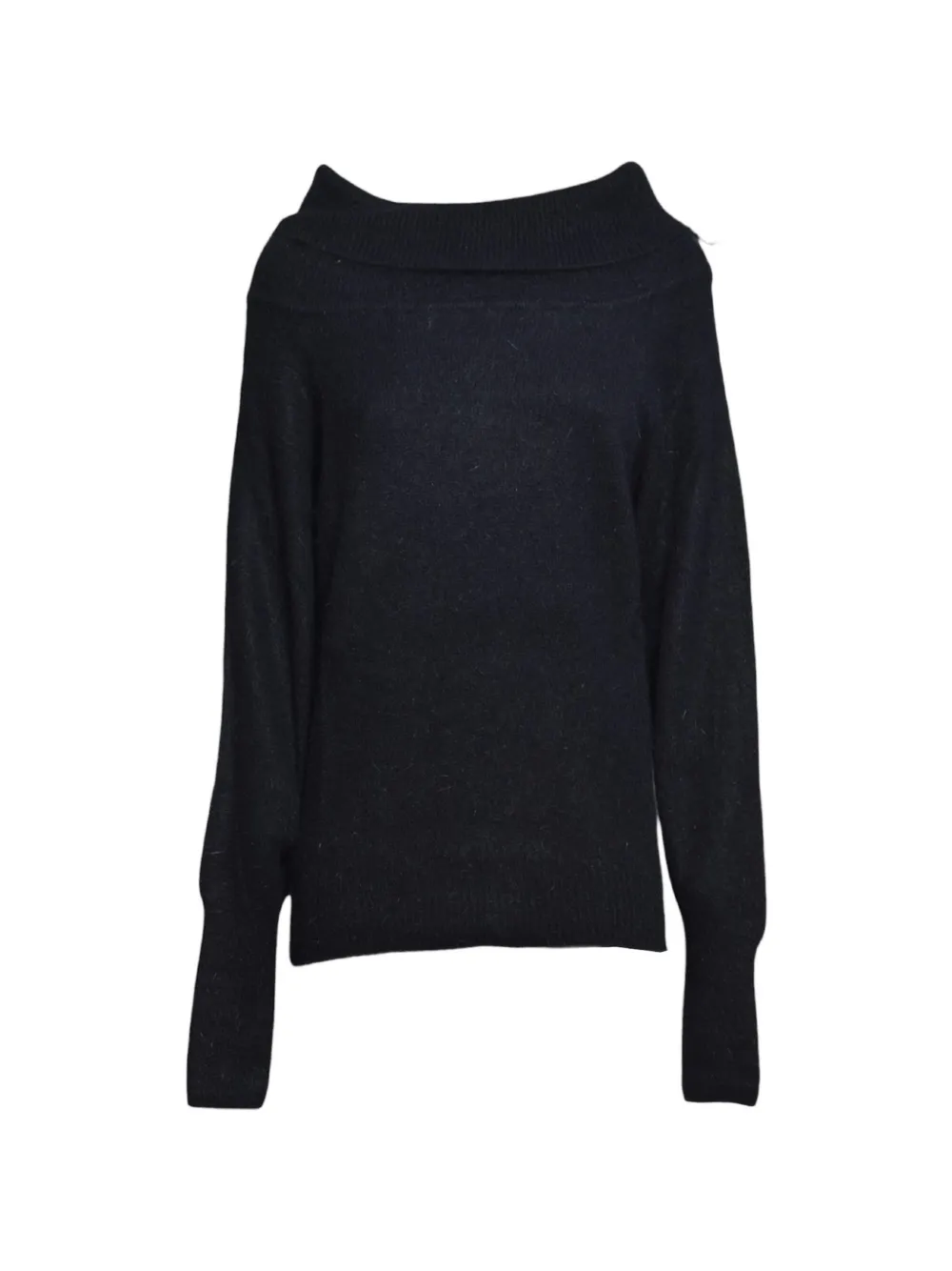 SOLOTRE off-shoulder ribbed-trim sweater - Schwarz