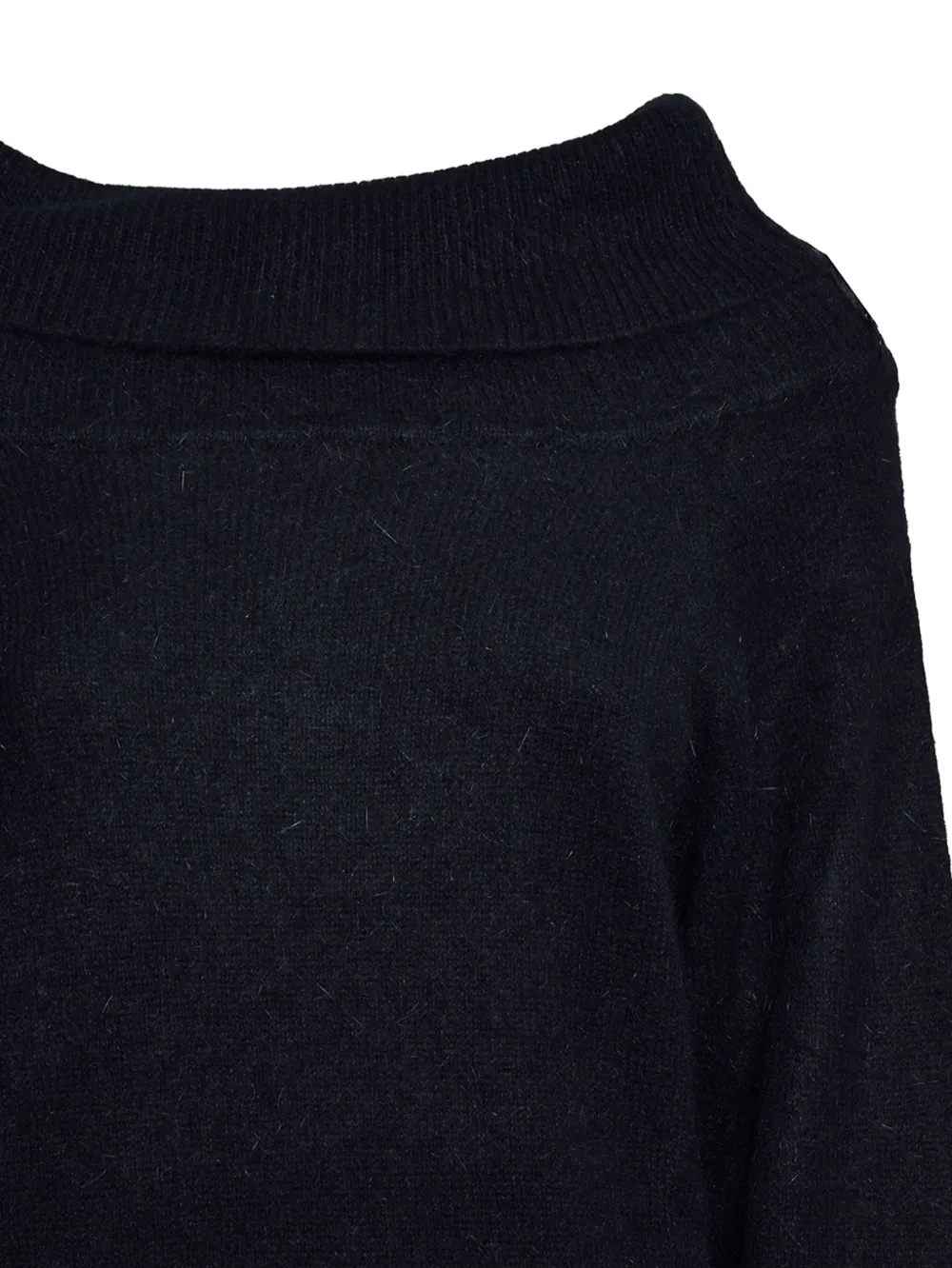 SOLOTRE off-shoulder ribbed-trim sweater Zwart