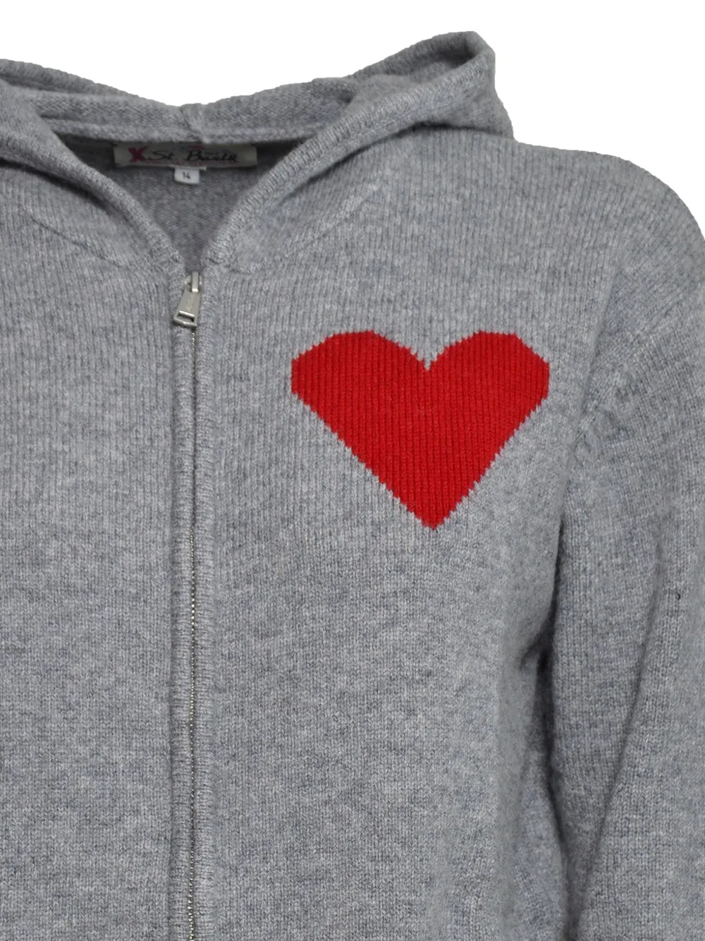 MC2 Saint Barth Kids Kyla heart-intarsia zip-up hoodie Grijs