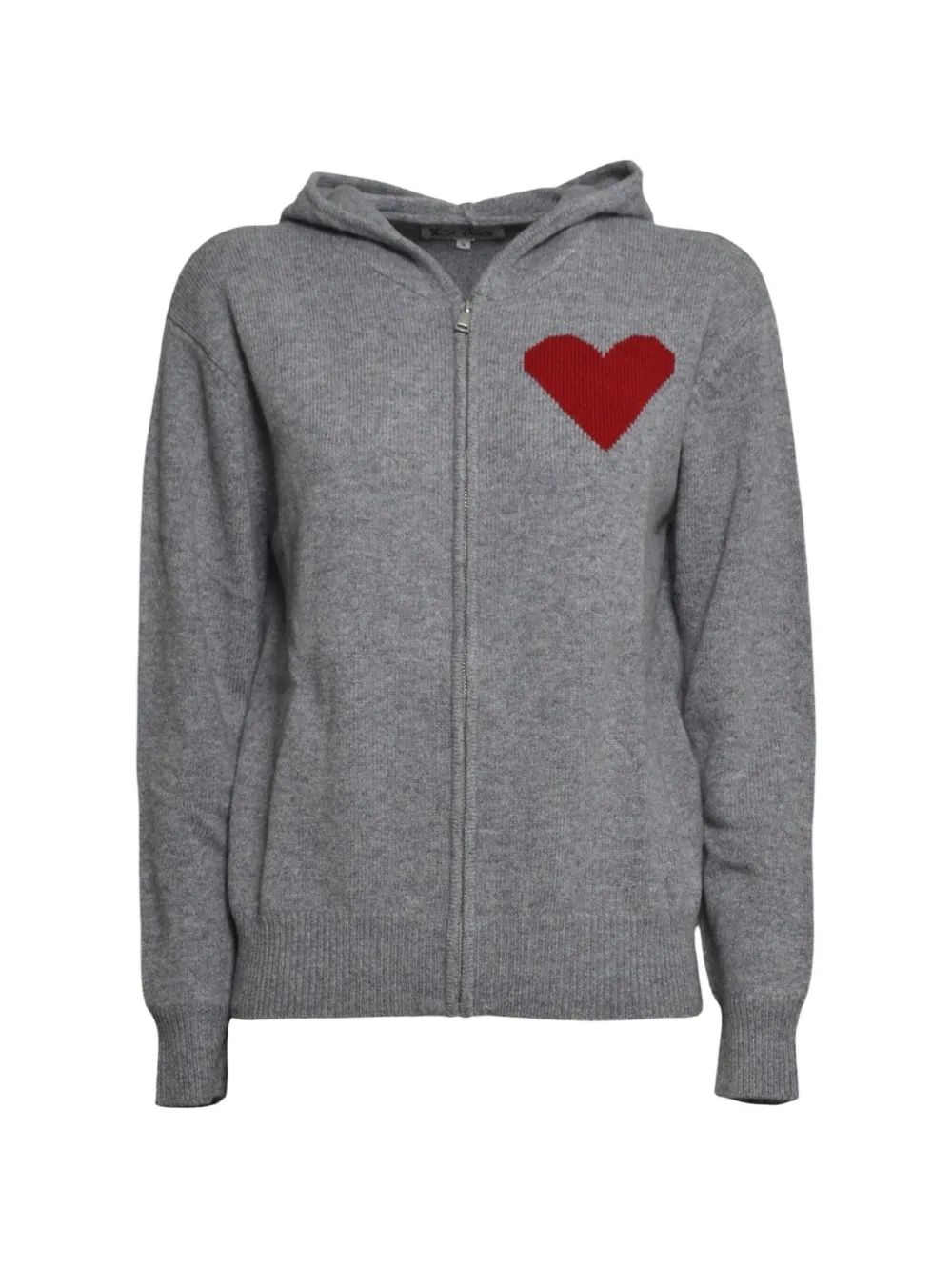 MC2 Saint Barth Kids Kyla heart-intarsia zip-up hoodie Grijs