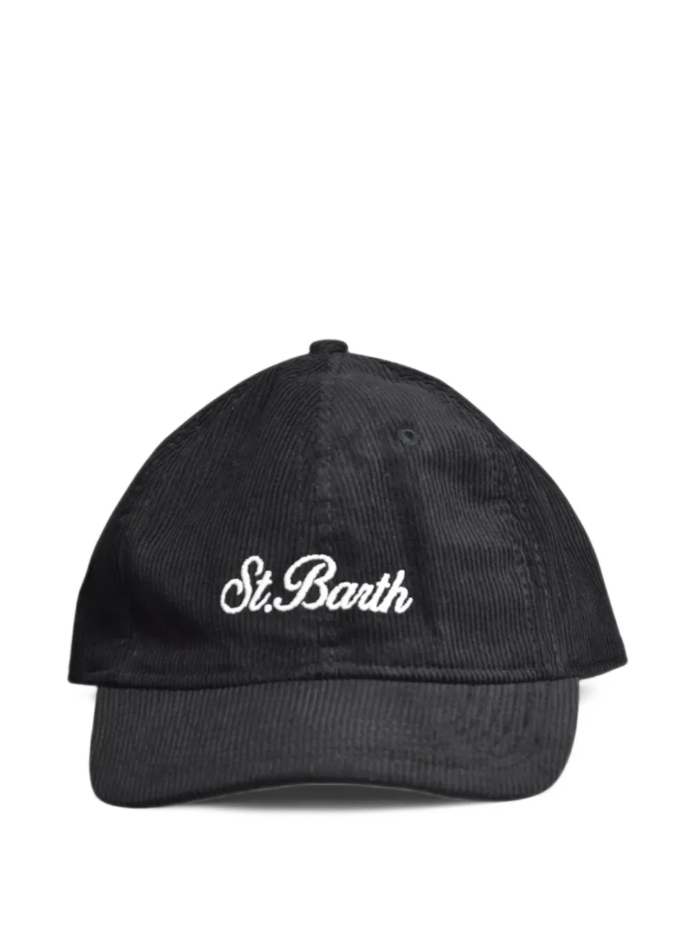 MC2 Saint Barth black baseball corduroy cap with logo embroidery Zwart