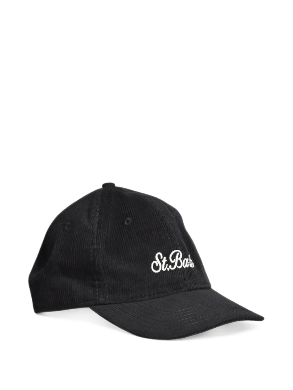 MC2 Saint Barth black baseball corduroy cap with logo embroidery Zwart