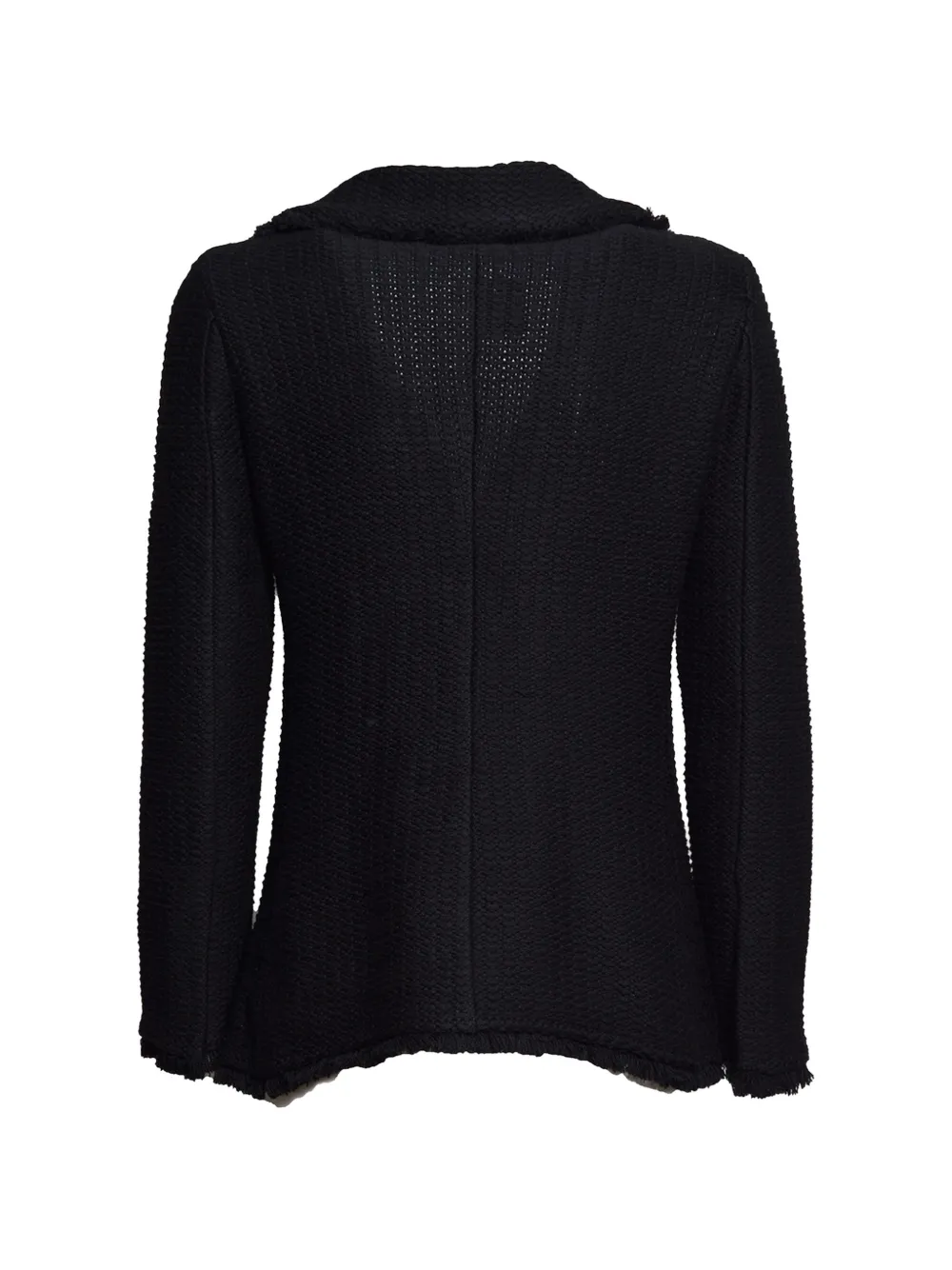 Charlott double-breasted frayed jacket Zwart