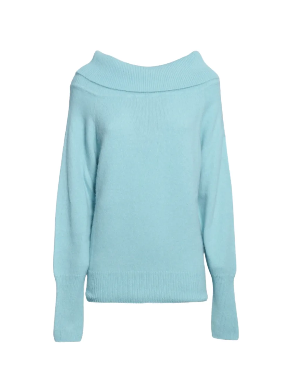 SOLOTRE off-shoulder ribbed-trim sweater - Blau