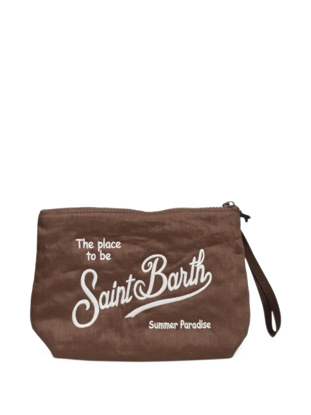 MC2 Saint Barth Aline logo-embroidered clutch bag Bruin