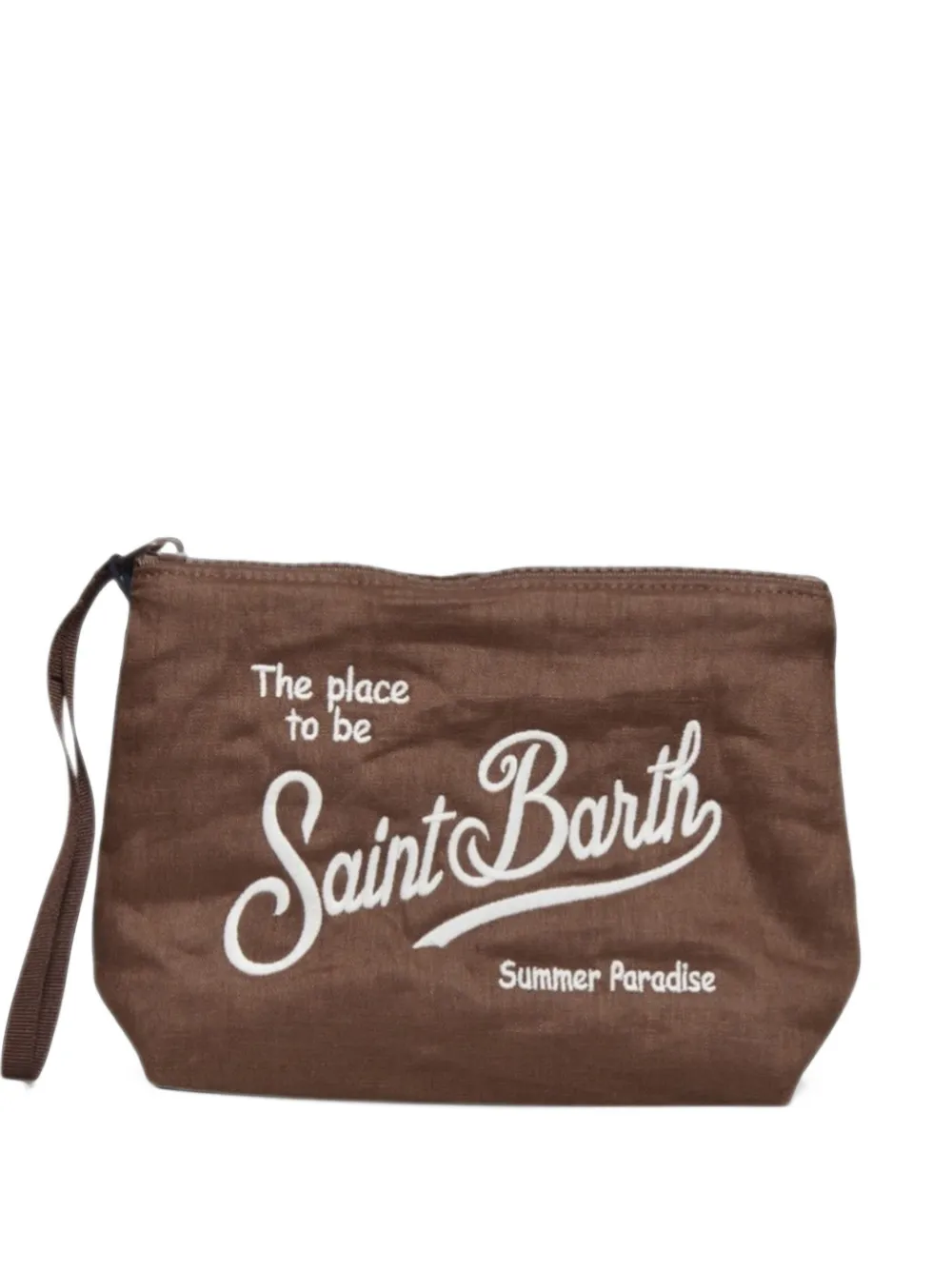 MC2 Saint Barth Aline logo-embroidered clutch bag Bruin