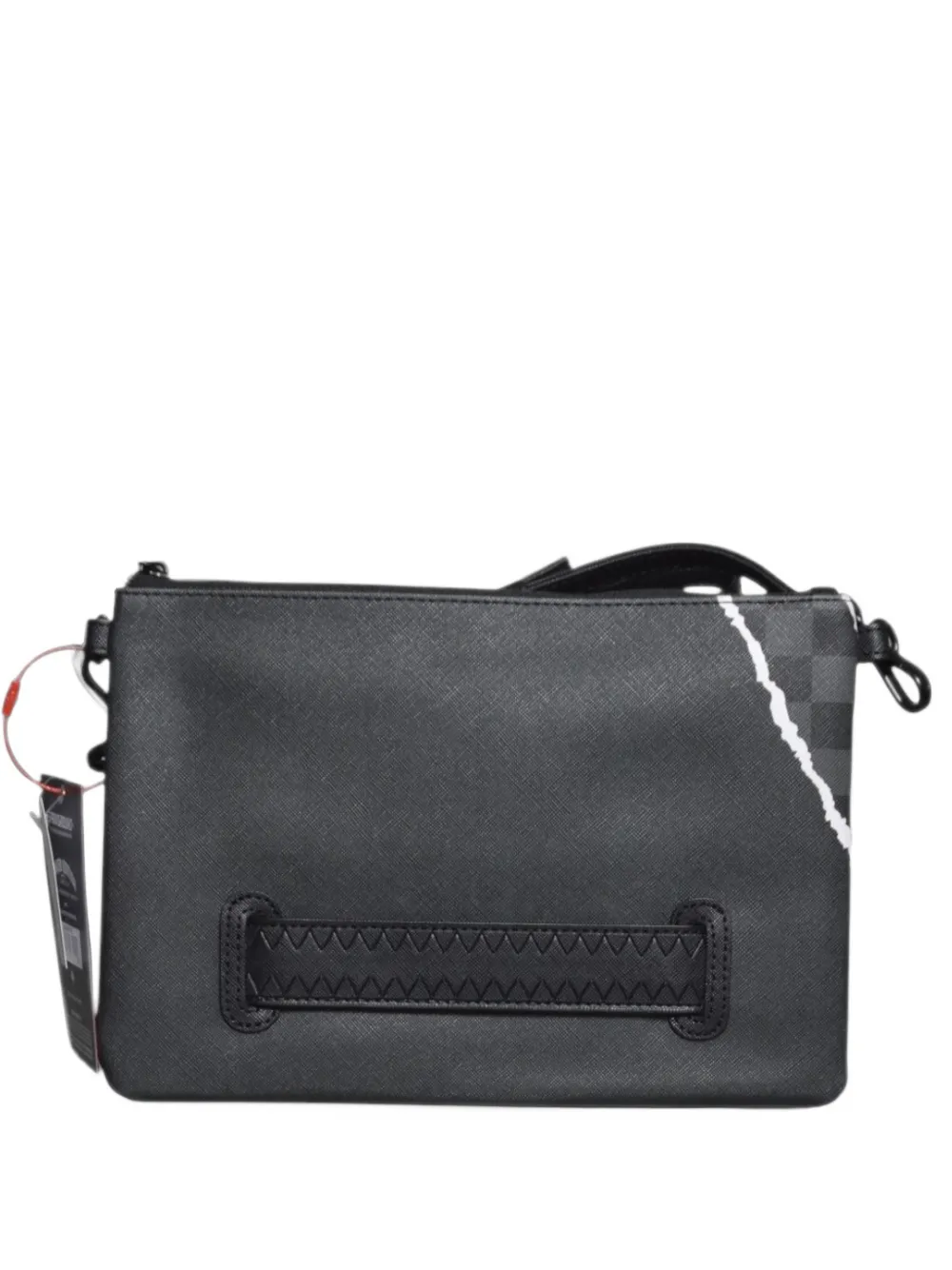 Sprayground shark-print checkered clutch bag - Nero