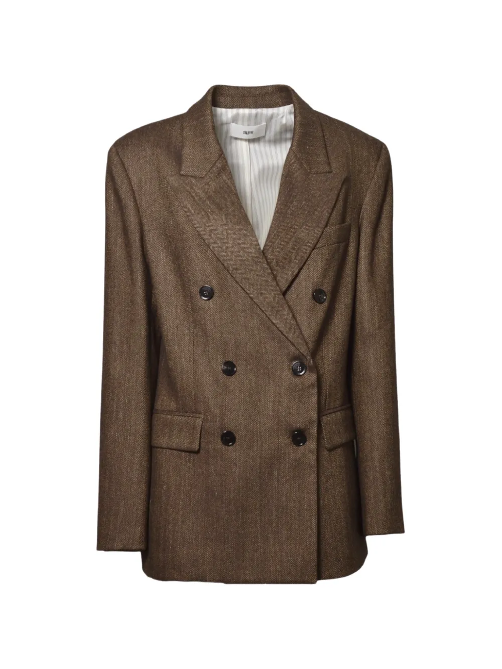 SOLOTRE herringbone double-breasted blazer - Brown