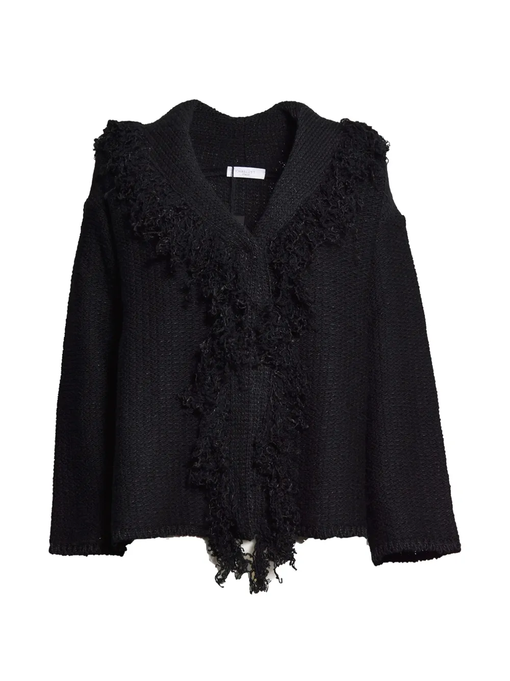 Charlott Tropical Shawl-collar Cardigan In Black