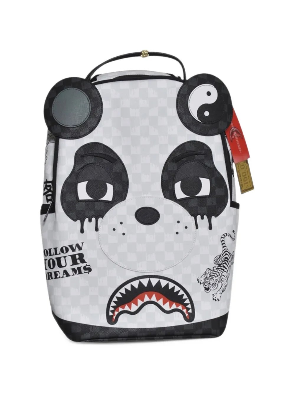 Sprayground Panda-print checkered backpack Wit
