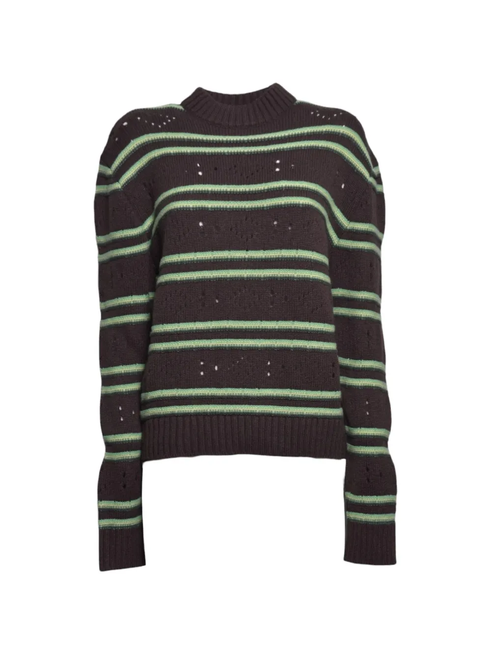 Marni striped distressed-effect sweater - Marrone