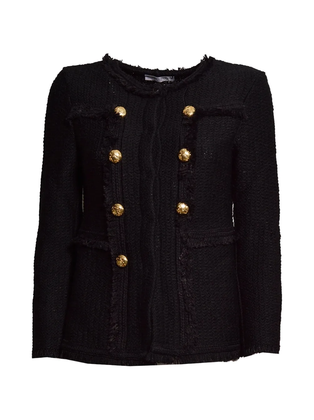 Charlott Tropical Double-breasted Tweed Jacket In Black