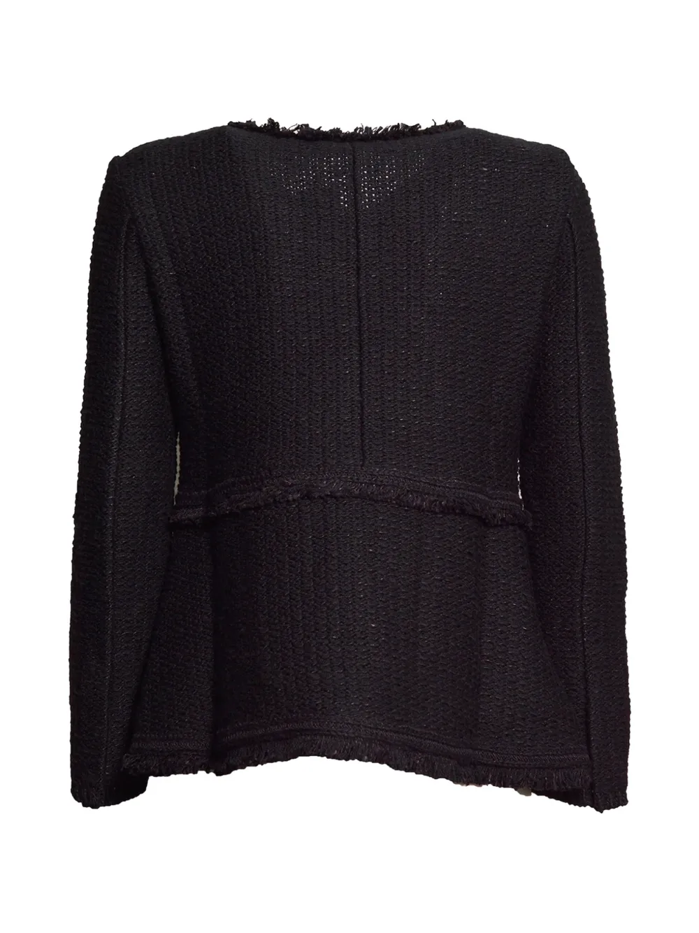 Charlott Tropical double-breasted tweed jacket Zwart