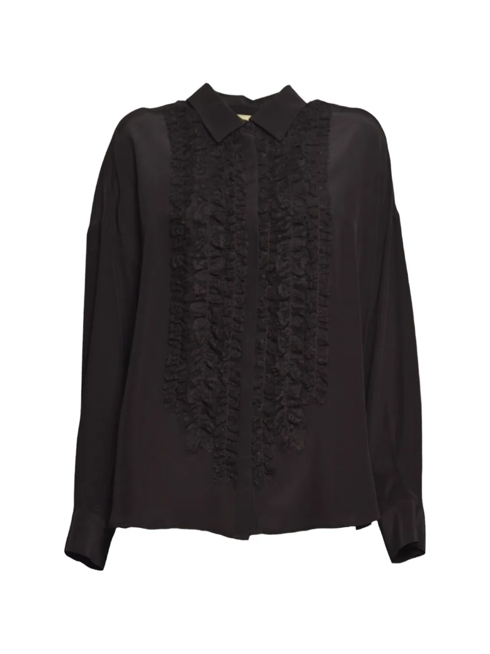 MOMONÌ Shella lace-panelled ruffled shirt - Brown