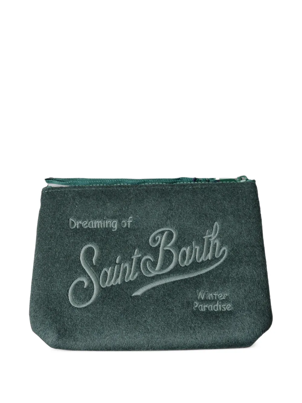 MC2 Saint Barth Kleine Aline vilten clutch met geborduurd logo Groen