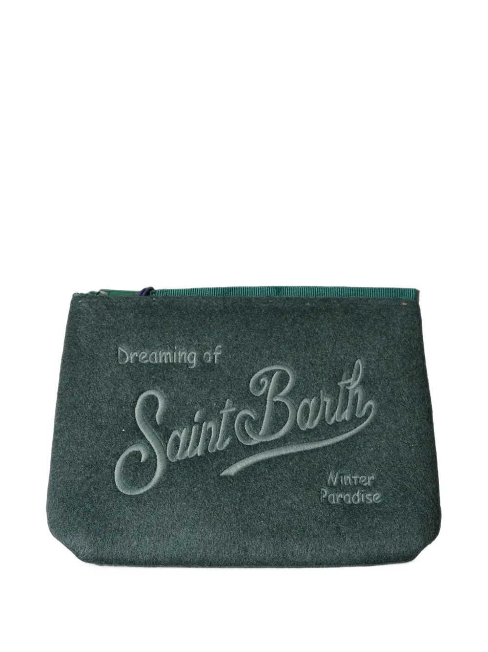 MC2 Saint Barth Kleine Aline vilten clutch met geborduurd logo Groen