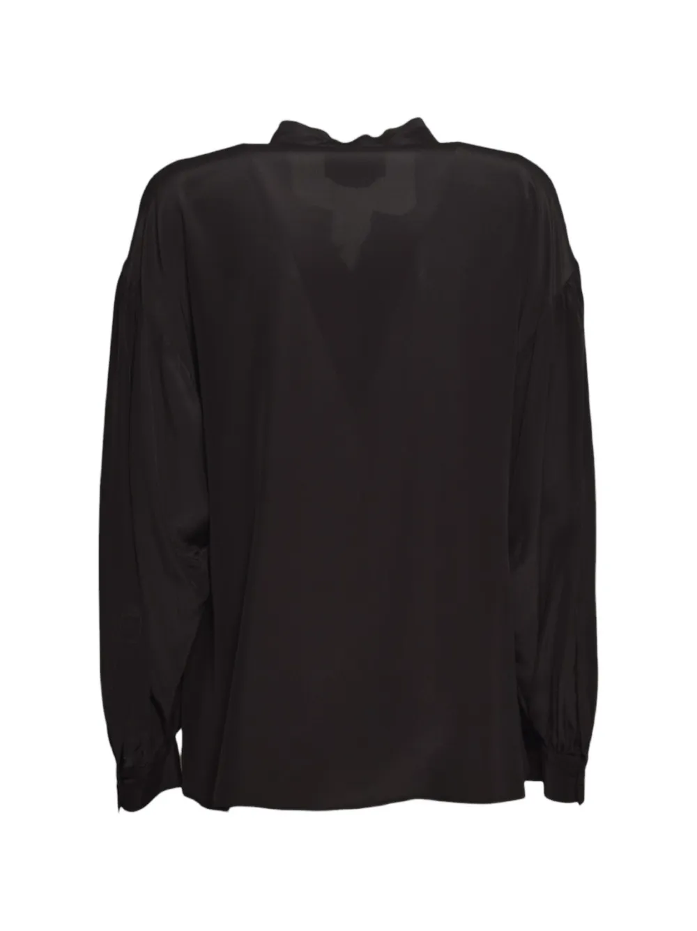 MOMONÌ Nelia ruffled lace-trim blouse Zwart