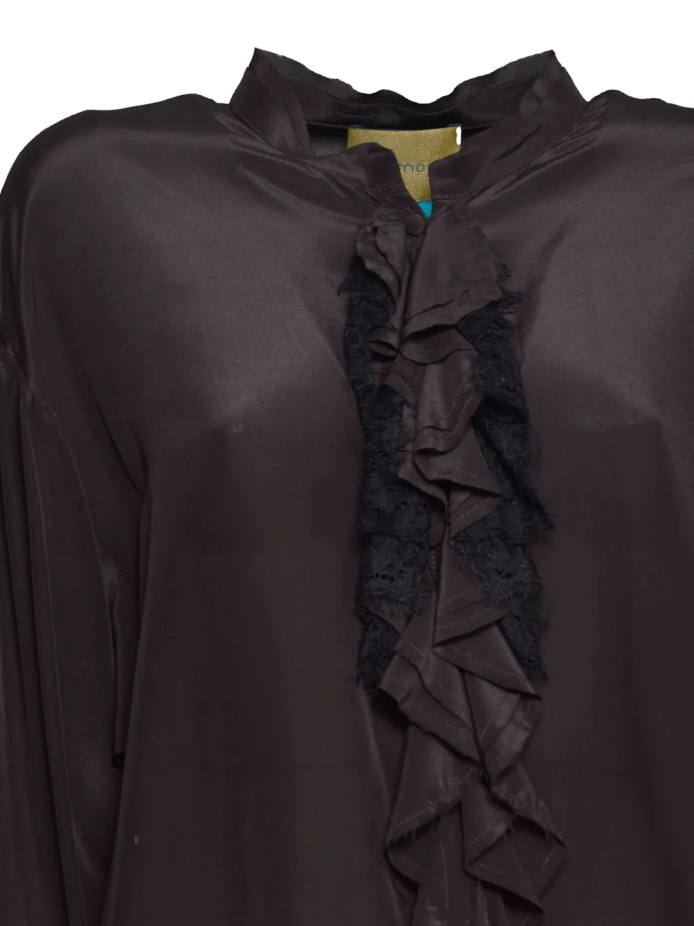 MOMONÌ Nelia ruffled lace-trim blouse Zwart