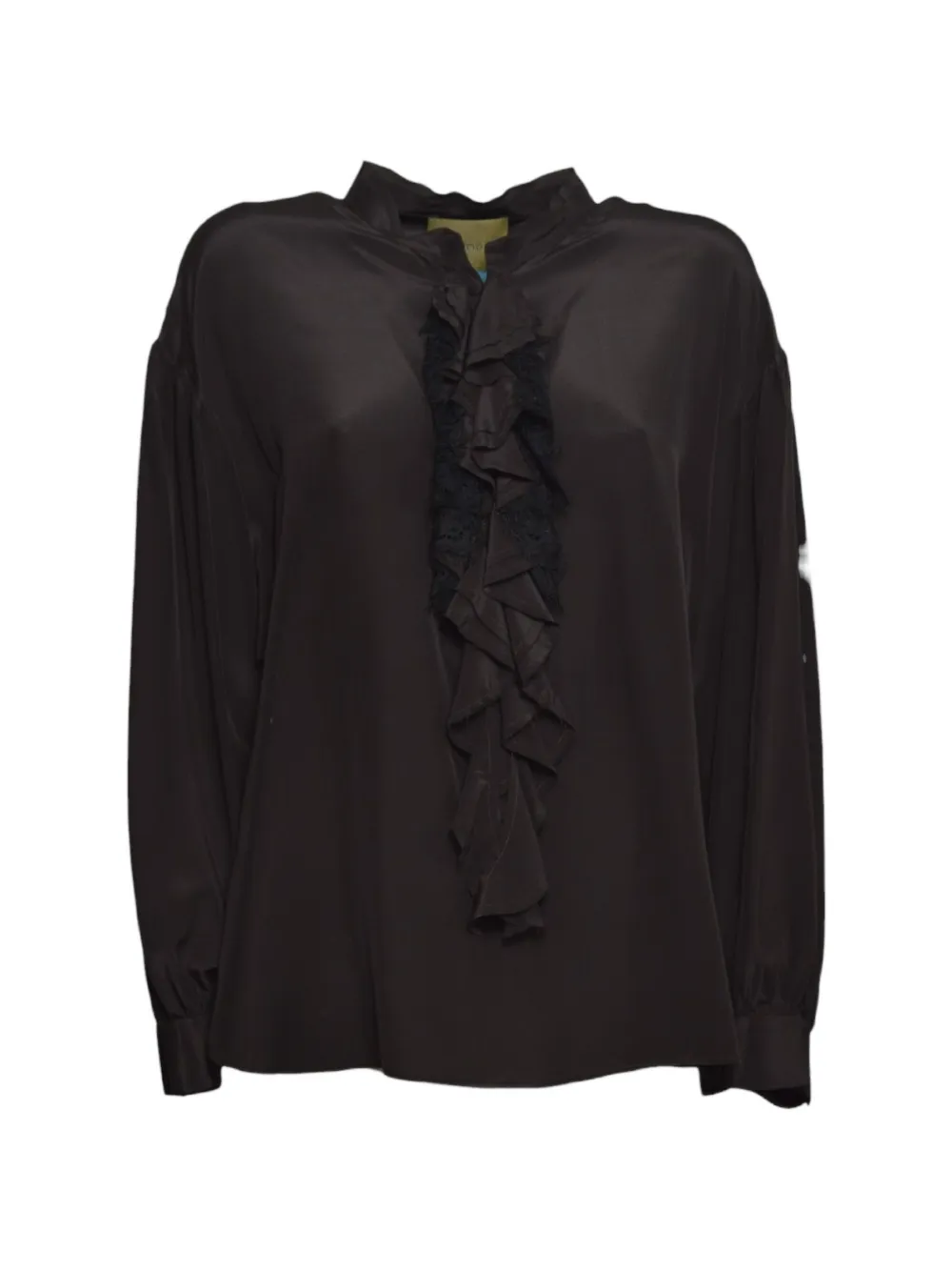 MOMONÌ Nelia ruffled lace-trim blouse Zwart