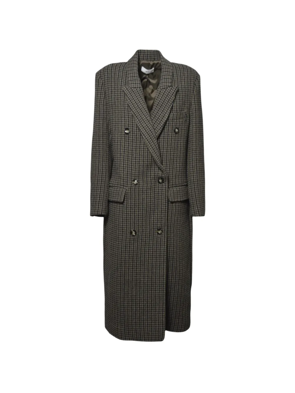 SOLOTRE check double-breasted coat - Brown