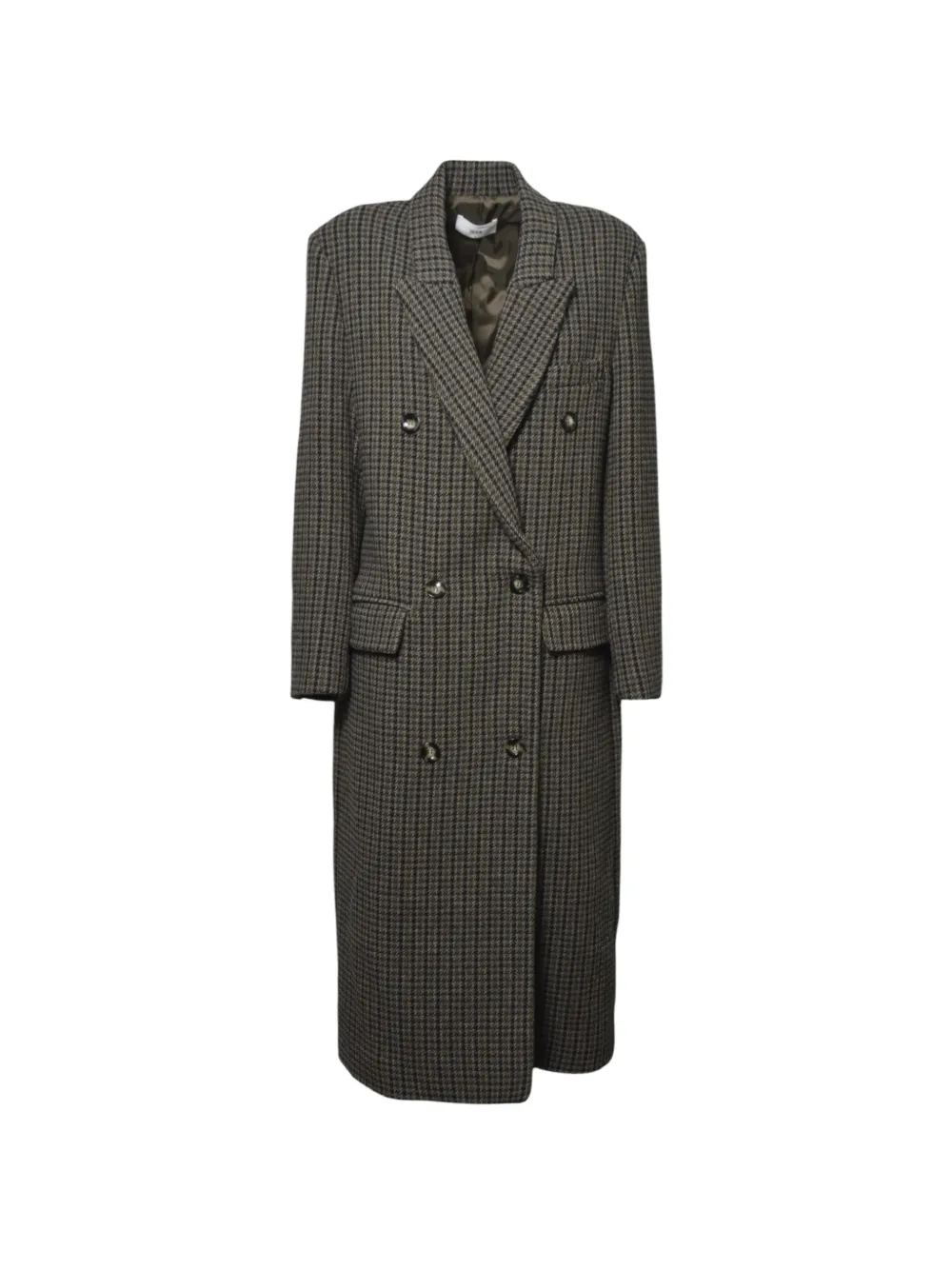 SOLOTRE check double-breasted coat - Brown