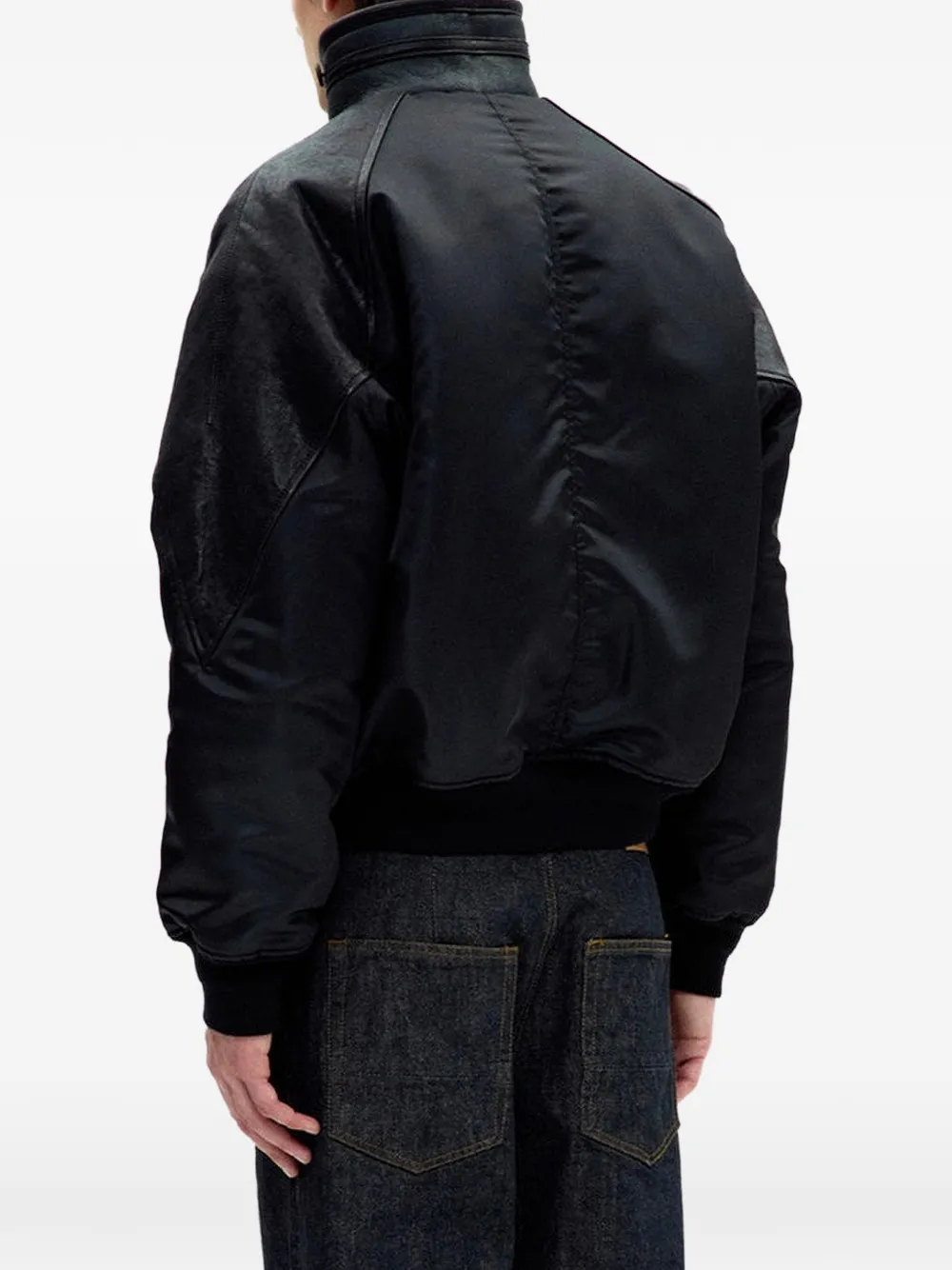 COOR high-neck shearling-panelled bomber jacket Zwart