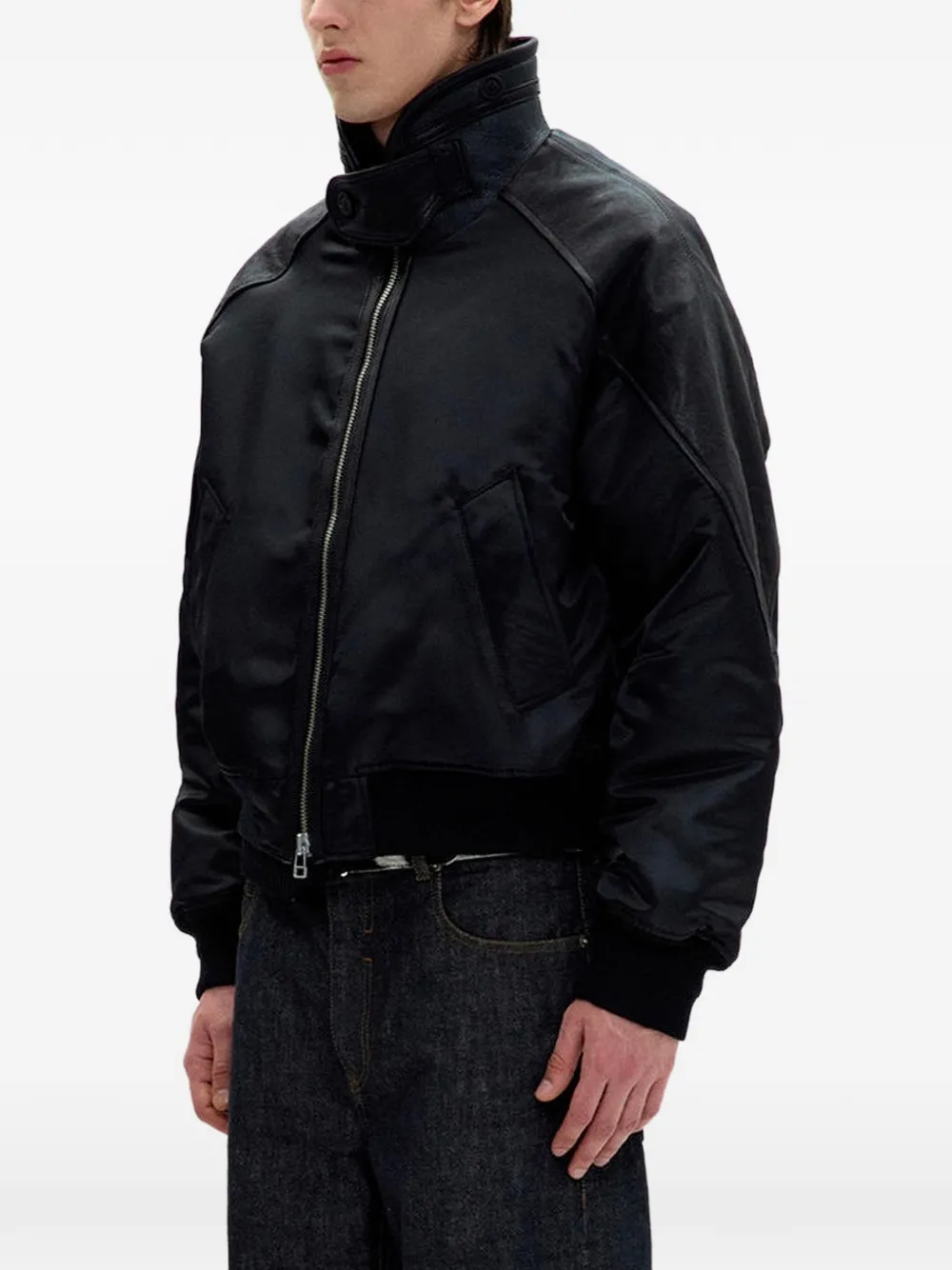 COOR high-neck shearling-panelled bomber jacket Zwart