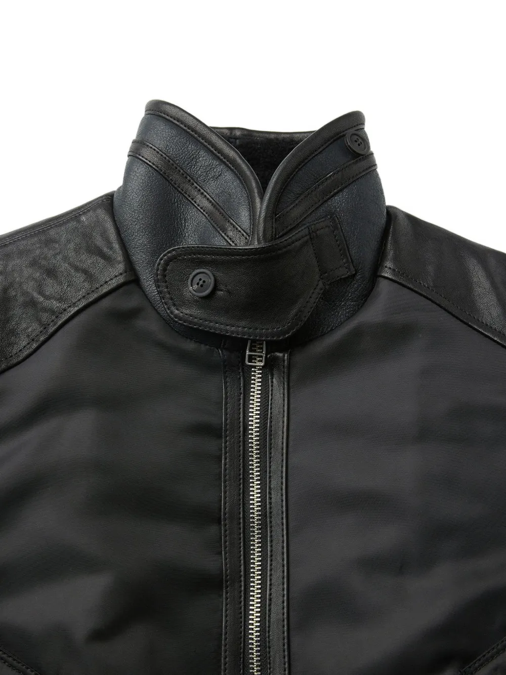 COOR high-neck shearling-panelled bomber jacket Zwart