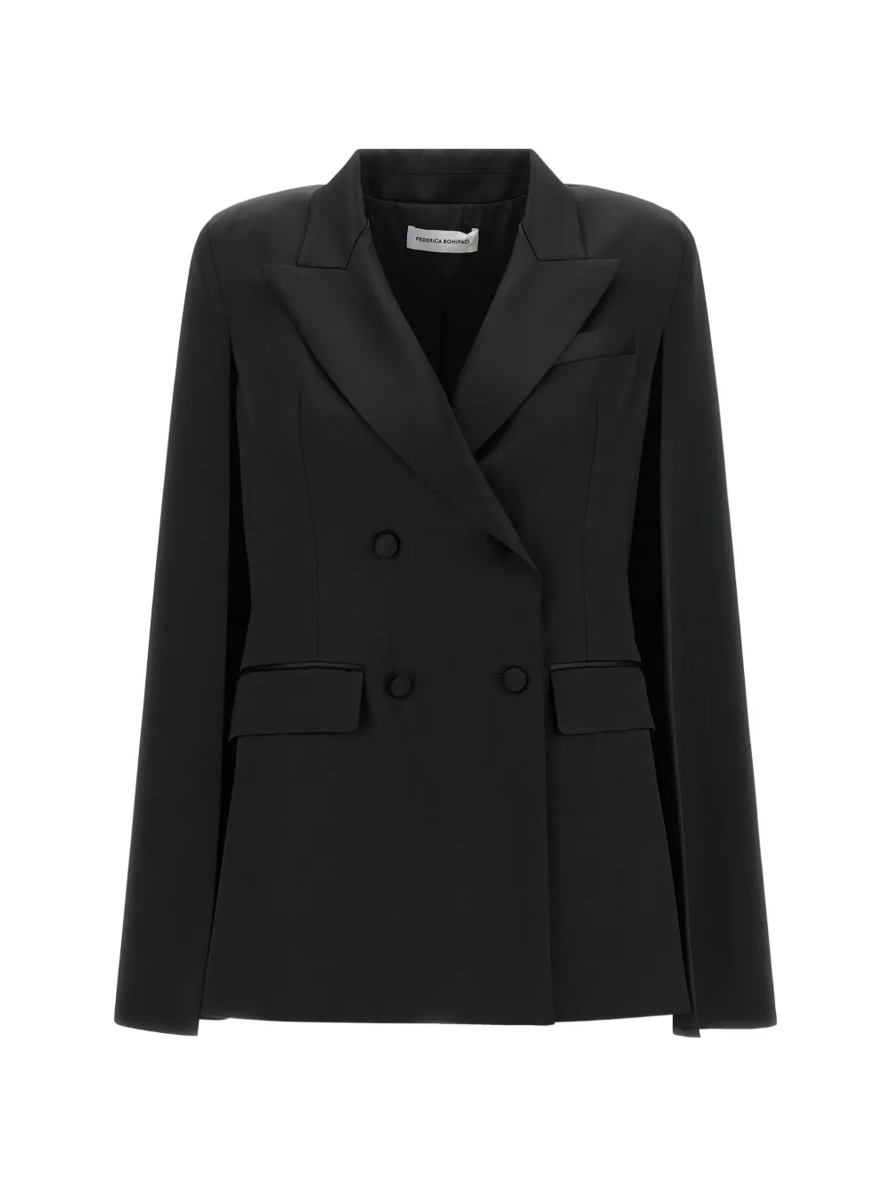 Federica Bonifaci Tuxedo double-breasted cape blazer - Schwarz