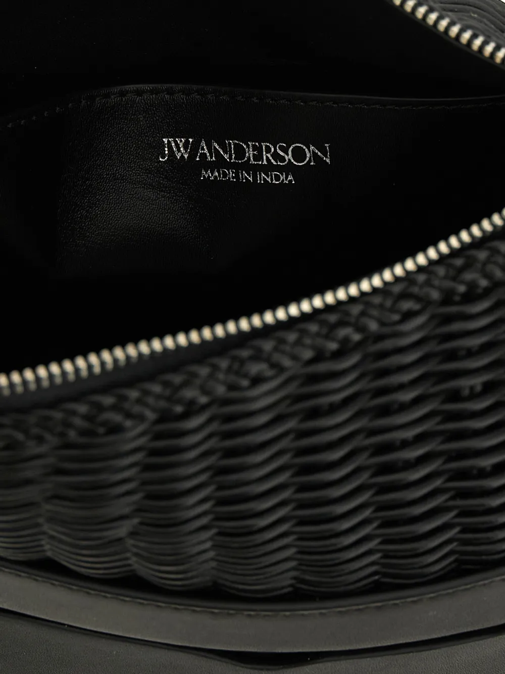 JW Anderson Loafer woven leather tote bag Zwart