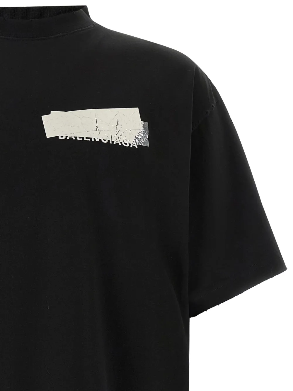 Balenciaga Silver Tape T-shirt Zwart