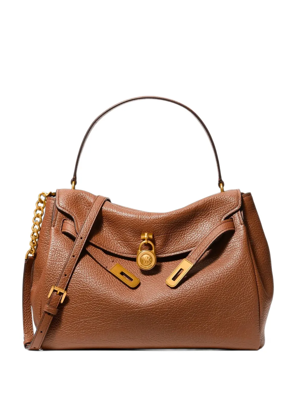 Michael Kors Hamilton large textured leather soft satchel - Marrone