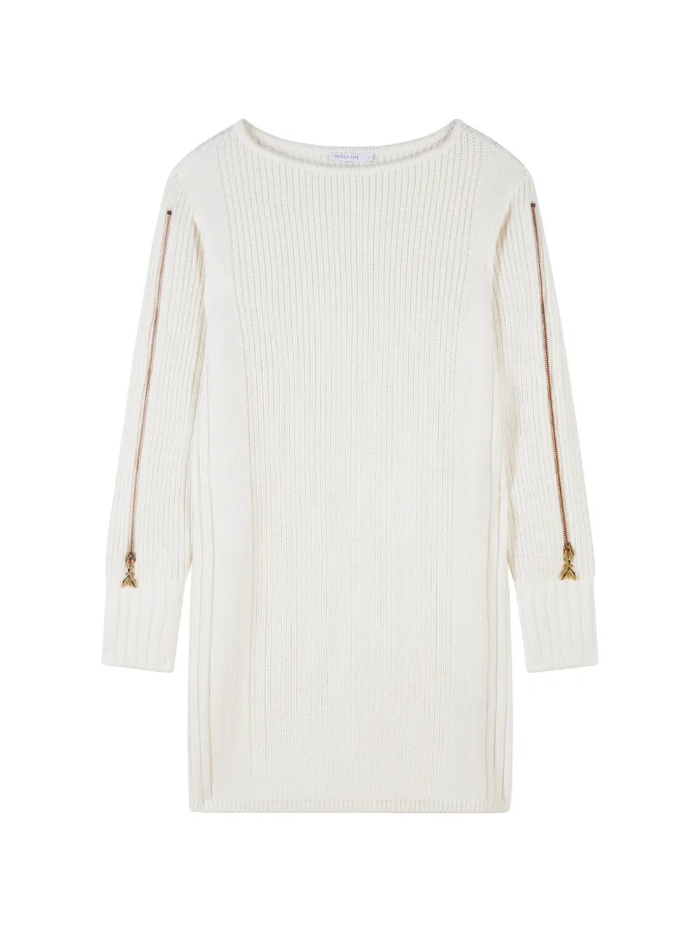 Patrizia Pepe ribbed-knit zip-detail mini dress Wit